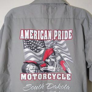 Sturgis Motorcycle Rally Button Up Short Sleeve Shirt Graphic Size 3XL.